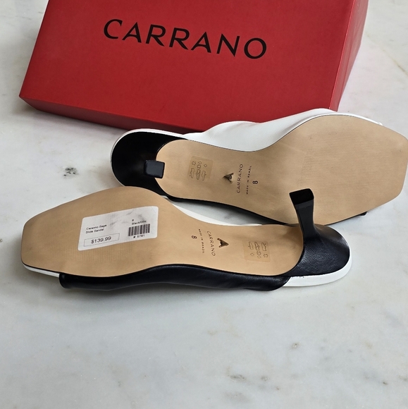NWT Carrano Sage black/white leather Slide Sandal Size 8 - Picture 4 of 9